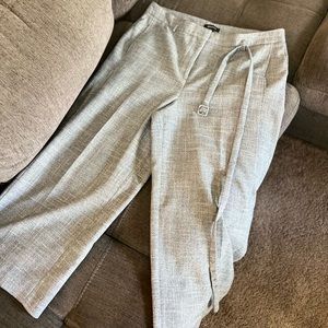 Ann Taylor Grey Cropped Trouser with Belt | Womens 14